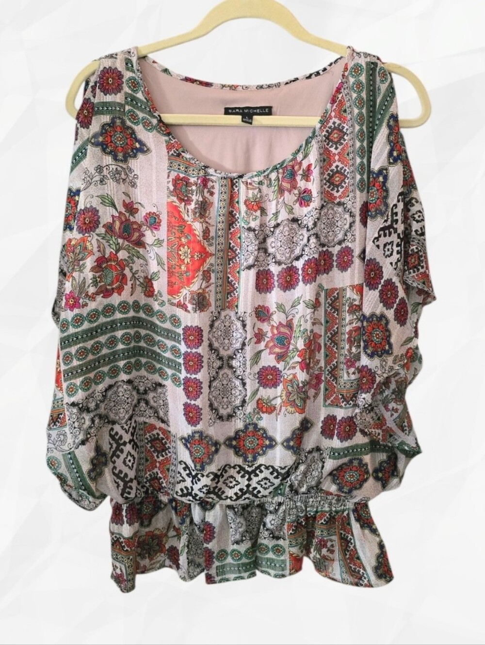 Sara Michelle Cold Shoulder Boho Blouse